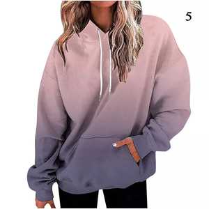 Oversized Hooded Sweatshirt Gradient Blue Color Unisex Regular Sleeve Fleece 100% Cotton Pocket Winter Style Breathable - Product Image 4