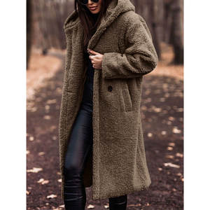 Manteau Teddy en fausse fourrure longue et chaude pour femme, automne-hiver, gris, taille M - Product Image 3