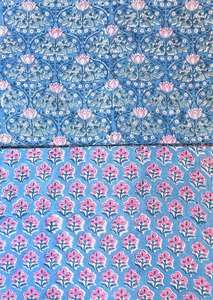 Tissu 100% Coton Indien Imprimé à la Main au Bloc, 60 fils, Poids Moyen, Écologique, 5 Yards en Continu pour Chemises et Housses - Product Image 5