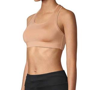 Soutien-gorge de sport dos nageur pour femme, maille respirante, maintien moyen, couleur unie beige, sans couture - Product Image 4
