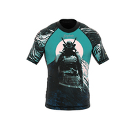 T-shirt de compression unisexe à manches courtes Samurai Warrior, impression par sublimation, logo frontal, UPF50+, séchage rapide, polyester