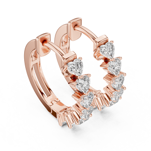 Juego de Aros de Oro Rosa de 18 Quilates con Baño de Rodio, Diamantes Cultivados en Laboratorio con Corte Corazón, Certificados por IGI, para Uso Diario, Eventos Glamurosos, San Valentín - Product Image 2