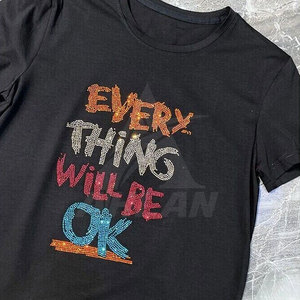 บริการ OEM พิมพ์ลายแบบซับลิเมชั่น เสื้อยืดประดับเพชร ขายส่ง เสื้อยืดประดับเพชรน้ำหนักเบา - Product Image 2