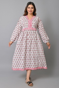 Cotton Chiffon A-Line Silhouette <b>Long</b> Sleeve V-neck Casual Maxi <b>Dress</b> <b>Beach</b> Wear Cover Gown Women Gift for Valentines Day - Product Image 2