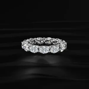 แหวนเพชรทรงรี VVs-VS Clarity IGI รูปทรงเฟอร์ริสวีล วงแหวนเพชรแบบ Eternity ทองคำขาว 14K เครื่องประดับชั้นดี ดีไซน์หรูหราสำหรับผู้หญิง - Product Image 1