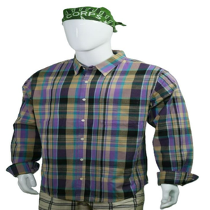 Chemise en flanelle anti-plis en coton biologique à empiècements unis, tendance et décontractée pour homme, manches longues boutonnées, taille 6XL - Product Image 1