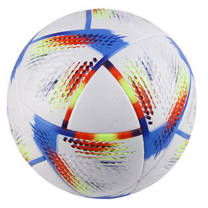 Balón de Ejercicio Inflable de PU, Balón de Fútbol Blanco con Patrones Azules, Rojos y Amarillos, para Uso en Todas las Estaciones - Product Image 1