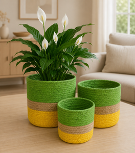 Eco Friendly Striped Jute Woven 1 Layer Storage Basket Clothing Organizer <b>Bin</b> Rope Hamper 10-<b>20L</b> Capacity Multifunction Living - Product Image 5
