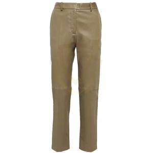 Pantalones de Cuero Genuino para Mujer, Pantalones Casuales de Pierna Ancha, Cintura Media, Frente Plano, Pantalones de Cuero para Mujer - Product Image 1