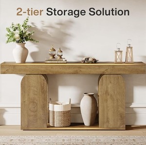Mesa Consola Moderna de Madera Maciza con Estante de Almacenamiento y Base de Trípode para Entrada o Sala de Estar - Product Image 5