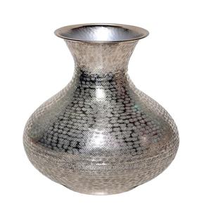 Jarrón Redondo de Metal Plateado Antiguo Más Vendido, Jarrón Decorativo para Mesa de Hotel, Jarrón de Piso de Estilo Costero al Precio Más Bajo - Product Image 1