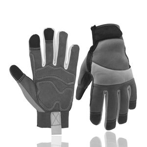 Gants de travail en cuir pour la construction industrielle avec logo personnalisé, gants de sécurité mécaniques flexibles compatibles avec les écrans tactiles - Product Image 2