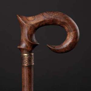 Bâton de marche vintage en bois, bâton de randonnée réglable, canne en bois sculpté avec embout en caoutchouc pour usage extérieur - Product Image 4