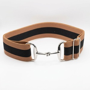 Ceinture élastique de haute qualité en nylon noir et gris avec boucle de type mors de cheval - Product Image 4
