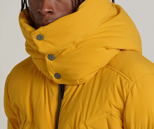 Veste matelassée à capuche jaune moutarde pour homme, parka d'hiver isolée de qualité supérieure, logo personnalisé, manteau streetwear épais pour l'extérieur - Product Image 3