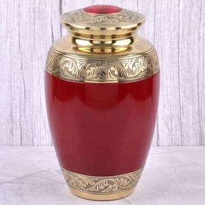 Urna Funeraria de Latón con Diseño Floral Verde y Dorado, Acabado Pulido, para Cenizas Humanas, Recuerdo Funerario y Entierro - Product Image 5