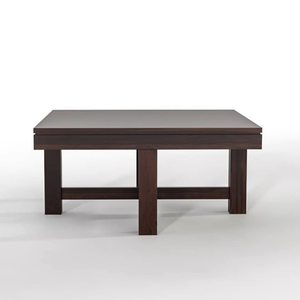 Table basse en bois avec 4 tabourets, meubles de bureau à domicile, table en bois pour salon, ensemble de table centrale, finition teck naturel - Product Image 4