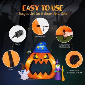 Decorazione gonfiabile di Halloween a forma di zucca in PVC da 2,1 m - Product Image 2