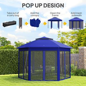 "13FT X 13FT Pop up <b>Canopy</b> <b>Tent</b> for Patio Backyard Garden Wedding Party-6 Zippered Mesh Netting" - Product Image 4