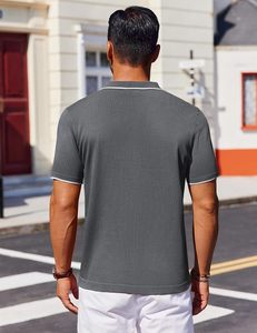 เสื้อโปโลผู้ชาย ผ้าถักคุณภาพพรีเมียม แขนสั้น ชุดกีฬากอล์ฟลำลอง ระบายอากาศได้ดี สัมผัสนุ่ม ทรงทันสมัย เสื้อผ้าแฟชั่นบุรุษ - Product Image 5