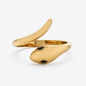 925 Sterling <b>Silver</b> <b>Snake</b> <b>Ring</b> Resizable Open Band Gold Plated Gemstone Eye Stackable Jewelry for Women - Product Image 4