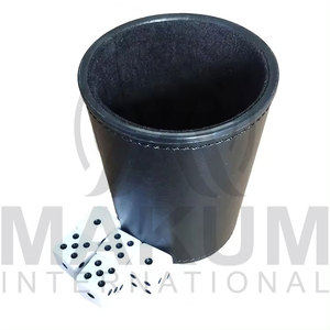 Handmade Durable Eco-Friendly Leather Classic Sport <b>Dice</b> Shaker with Personalized Game Cup for Party & Bar Use - Product Image 3