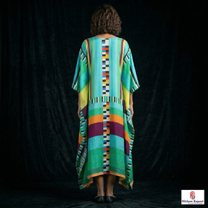 Printed <b>Kaftan</b> Dress Women Loose Fit Comfortable <b>Summer</b> Beach Wear Lightweight Fabric Island Style Bulk Supply - Product Image 6