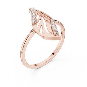 Anillo de Compromiso con Halo de Diamantes Chapado en Oro Rosa y Diseño de Hojas para Mujer - Product Image 3