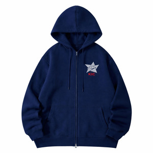 High Quality Heavyweight Fleece <b>Zip</b>-<b>Up</b> Hooded Sweatshirt Cotton Blend Fleece Casual <b>Zip</b>-<b>Up</b> <b>Jacket</b> For Winter - Product Image 1