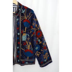 Veste en velours brodé bohème en coton à manches longues, col rond, motif floral, grande taille, vêtements d'automne pour femmes, respirante - Product Image 3