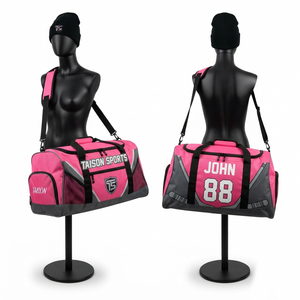 TAISON SPORTS Heavy Duty 330 GSM 600D PU Ice Hockey <b>Duffel</b> <b>Bag</b> 30-<b>40L</b> for Gray Black Panel Design Custom Heat Transfer PVC Logo - Product Image 1