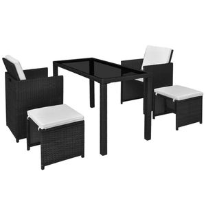 Set da pranzo da 5 pezzi in Poly Rattan nero all'aperto con cuscini per uso giardino - Product Image 2