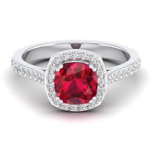 แหวนเพชรรูบี้ทรงคุชชั่น 2 กะรัต ทองคำแท้ 14K งานแฮนด์เมด REYES ประดับด้วยเพชรโมอิสซาไนต์ทรงกลม ได้รับการรับรองจาก GRA สำหรับผู้หญิง - Product Image 5