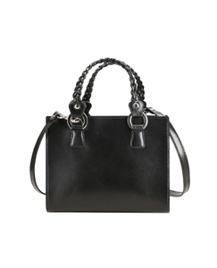 Sac à main élégant en cuir véritable noir de haute qualité pour femme avec deux poignées tressées, vente en gros, logo personnalisé, OEM, sac bandoulière pour filles - Product Image 4