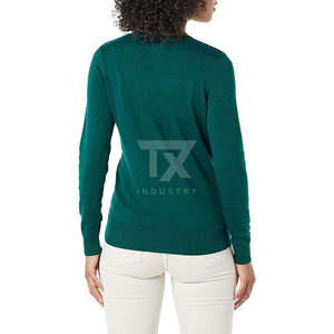 เสื้อสเวตเตอร์แขนยาวทรงโอเวอร์ไซส์สำหรับผู้หญิง พิมพ์โลโก้ด้านหน้า สั่งทำได้ คุณภาพสูง ขายดี - Product Image 6