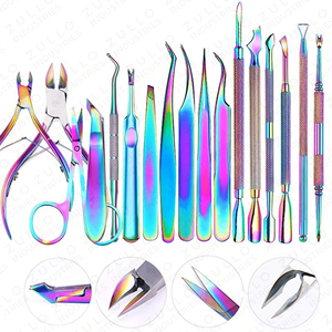 Premium Stainless Steel <b>Manicure</b> Pedicure <b>Kit</b> with Rainbow Tweezers Nail Clipper Set Private Label OEM - Product Image 5