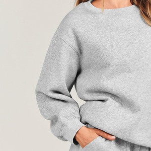 Sudaderas deportivas personalizadas al por mayor para mujer, de manga larga, cuello redondo, color liso, transpirables, de algodón, de primera calidad. - Product Image 6