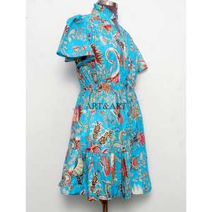 Vestidos Cortos Casuales de Algodón con Cordones para Mujer, Diseño Estampado a Mano, Corte en A, Bonitos Bolsillos, Estilo Sencillo para Uso Diario - Product Image 5