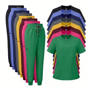 Nuevos Conjuntos de Uniformes Médicos 2026 con Cuello Redondo, Manga Corta, Coloridos y Elásticos para Doctores - Product Image 1