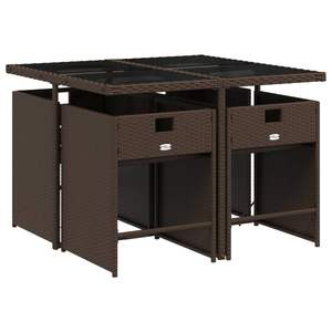 Juego de 5 Piezas de Muebles de Jardín Plegables de Ratán Sintético Marrón para Comer al Aire Libre - Product Image 3