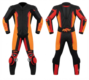 Traje de Carreras Personalizado para Hombre en Cuero Vacuno/Canguro, Mono de Una Pieza con Armadura de Nivel 2 CE, Hecho a Medida, Protección OEM - Product Image 1