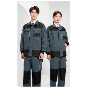 Combinaison de travail unisexe bleu foncé avec bordure verte, plusieurs poches, résistante à l'abrasion, certifiée CE, personnalisable, détection des aiguilles - Product Image 1