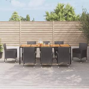 Ensemble de 8 ensembles de salle à manger de jardin noirs pour patio - Product Image 1