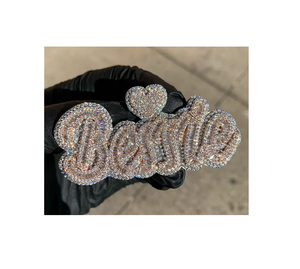 Moissanite Diamond <b>Necklace</b> Hip Hop <b>Pendant</b> 925 Sterling Silver Jewelry Men's <b>Name</b> Letter Custom Moissanite <b>Pendant</b> for Men - Product Image 1