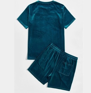 Ensemble deux pièces respirant en velours 100 % laine, sweat-shirt court et short de survêtement, vente en gros OEM ODM pour l'été - Product Image 2