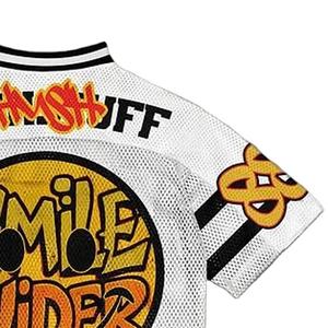 เสื้อกีฬาคอวีเข้ารูปพิมพ์ลายหน้ากว้างแนววินเทจของผู้ชายเสื้อคอกลมผ้าเจอร์ซี่เข้ารูปสไตล์แฟชั่น - Product Image 5