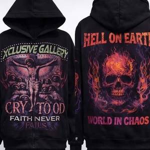 เสื้อฮู้ดดี้แฟชั่น USA Pullovers ผ้าฝ้าย DTG ลายปัก Puff Spiderss-hoodie รุ่น 1.1 สีดำ - Product Image 1