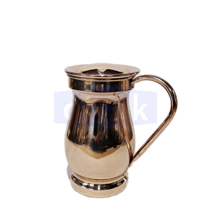Handcrafted Eco-Friendly Classic Copper Water Pitcher with <b>Cover</b> and Polished Surface for Daily Drinking and <b>Table</b> Serving - Product Image 3