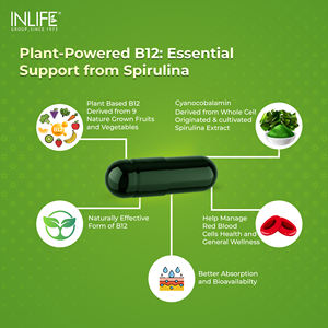 Suplemento Vegano de Vitamina B12 a Base de Plantas Naturales, Alta Absorción, Superalimentos, 120 Cápsulas Vegetarianas, Producto de la India, OEM - Product Image 2