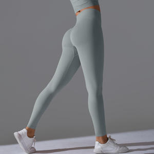 Leggings de yoga taille haute pour femmes, longueur intégrale, effet push-up, en Spandex et Nylon, extensibles dans les quatre sens, pour le sport et le fitness - Product Image 2